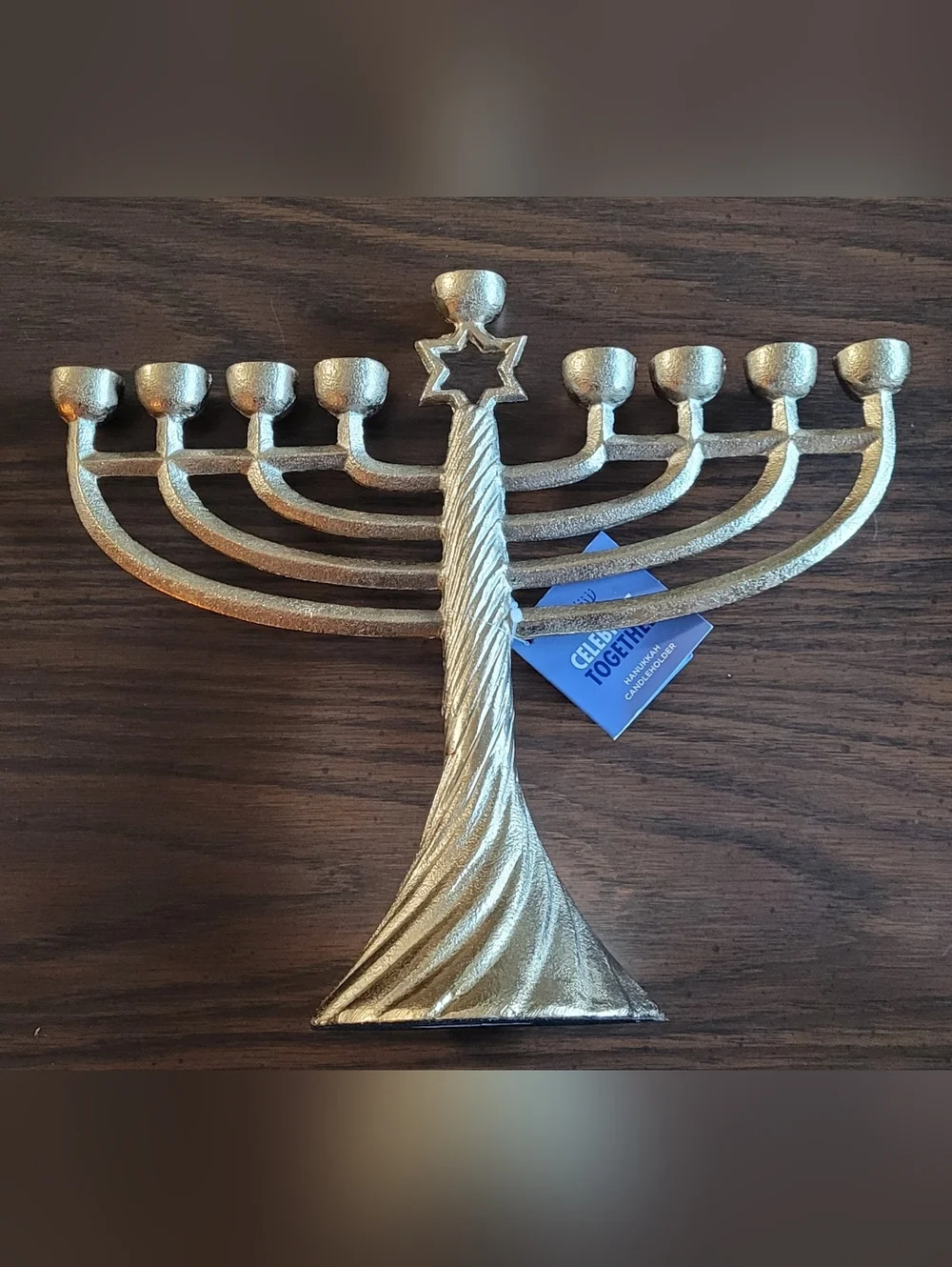 Ornate Gold Menorah Hanukkah Candle Holder - Decorative Home Accent